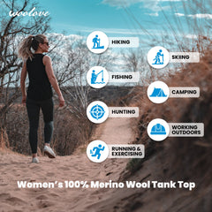 Women's Merino Wool Tank Top Lightweight Activewear Shirt