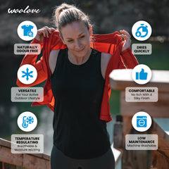 Women's Merino Wool Tank Top Lightweight Activewear Shirt